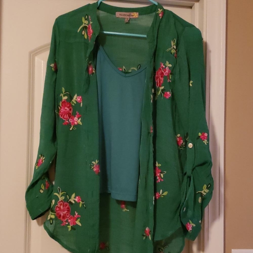 Figuueroa and Flower Anthroplogy Green Blouse /Cam